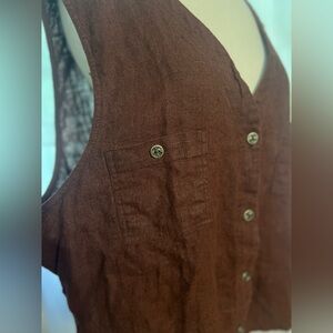 Studio Ease Linen Brown Vest Vintage